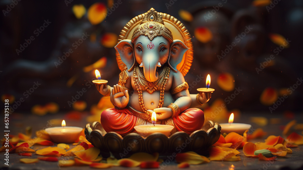Lord Ganesha with colorful background
