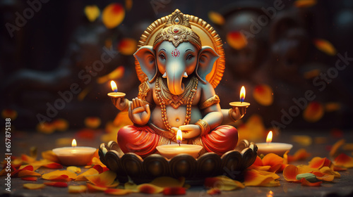 Lord Ganesha with colorful background