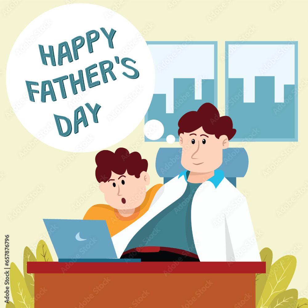 happy Father's day Social MEdia Post Vector illustration. Daddy together with son. happy Father's day Social MEdia Post Vector illustration. Daddy together with son.