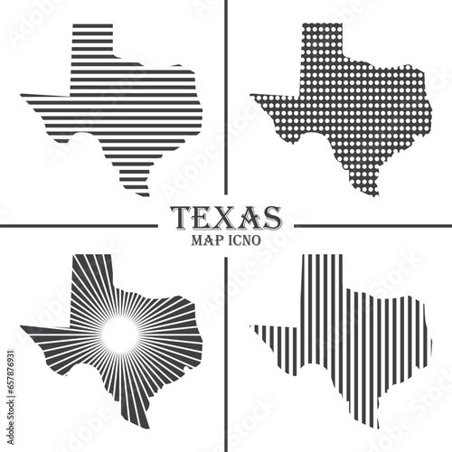 Texas Line Drop Sun Map Icon Vector Template