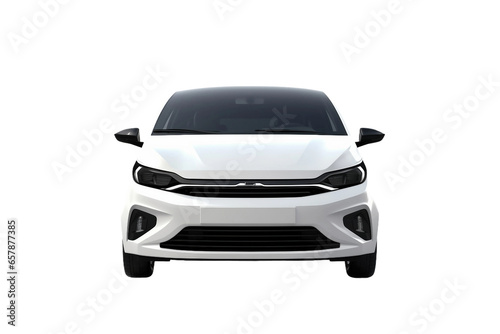 Front View Modern Compact Car Isolated on Transparent Background