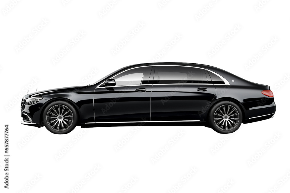 Side View Luxury Limousine Isolated on Transparent Background