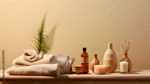 spa still life with towel and candle Ai.