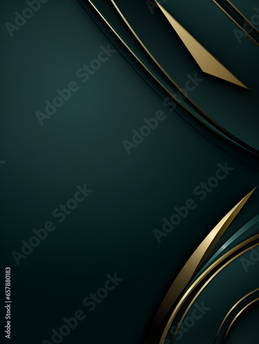 Abstract rich dark green wallpaper background with golden elements