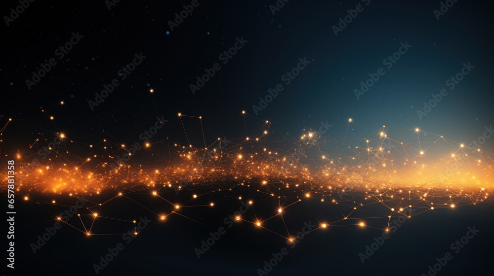 Fototapeta premium Abstract background where technology particles weave together lines of code, illustrating the interconnectedness of programming languages