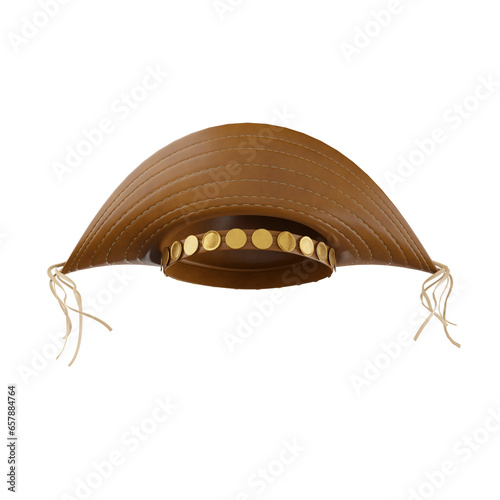 chapéu de couro nordestino cangaço lampiao 3d render foto realista campanha nordeste png sem fundo 