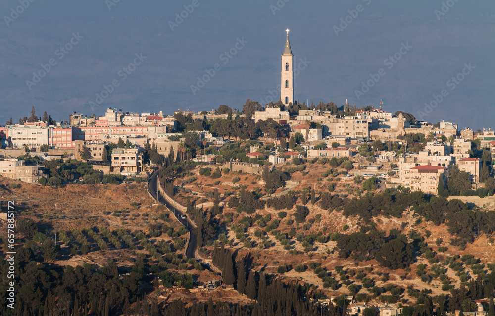 Tower of Russian Holy ascension convent on Mount of Olives in Jerusalem
