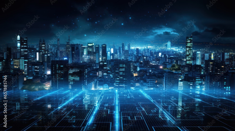 Naklejka premium IT technology background that portrays the resilience of digital systems in the face of challenges and disruptions