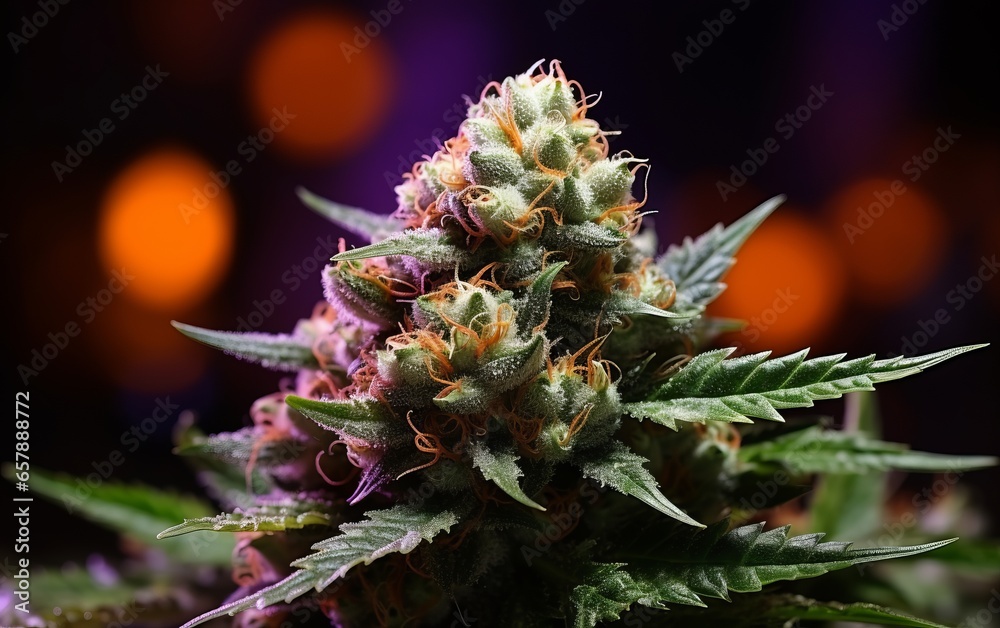 Cannabis bush on a purple background Cannabis bush on a purple background