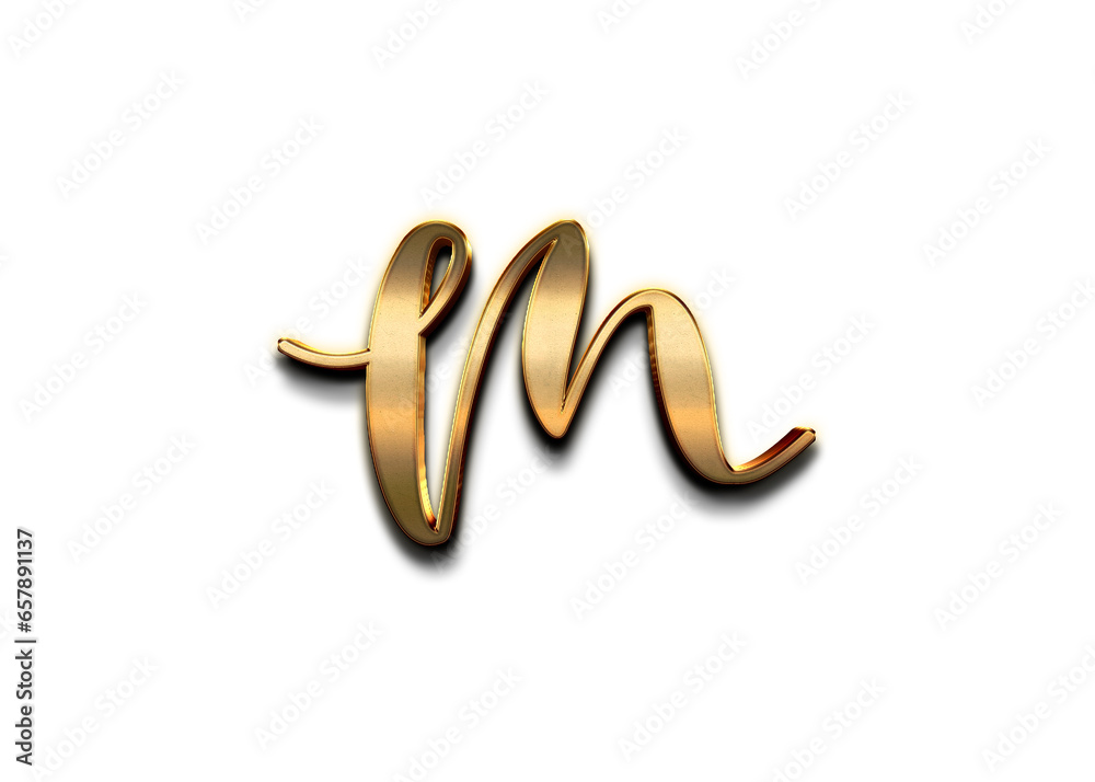 Gold 3D – letter M of the alphabet in capital letters on isolated white ...