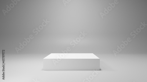 Blank White Rectangular Pedestal Template Against Clean Wall