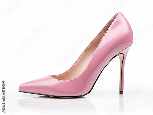 sexy pastel pink high heels shoe isolated on white, concept of fashion shoes, heels lover and woman shopping.
