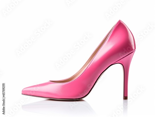 sexy bright pink high heels shoe isolated on white, concept of fashion shoes, heels lover and woman shopping.