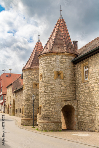 Main Street in Kochendorf, Bad Friedrichshall with Lehen castle forecourt in southern germany photo