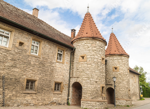 Main Street in Kochendorf, Bad Friedrichshall with Lehen castle forecourt in southern germany photo