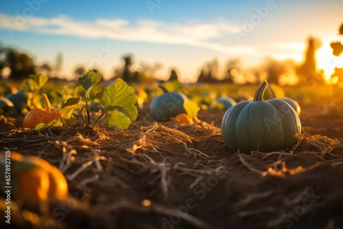 Pumpkins in the Field at Sunset on Sacramento Pumpkin Patch, Embracing Autumn Beauty