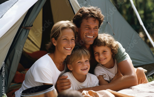 Family relaxing together at...