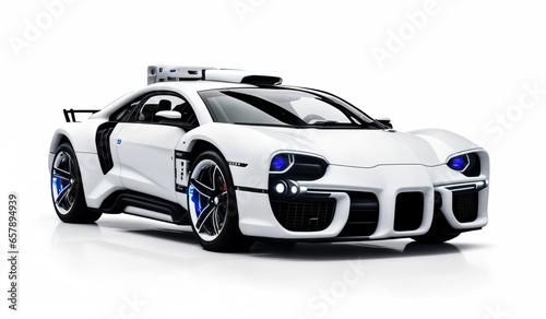 cyberpunk Futuristic sports car on a white background.