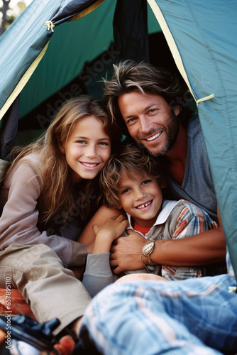 Family relaxing together at...