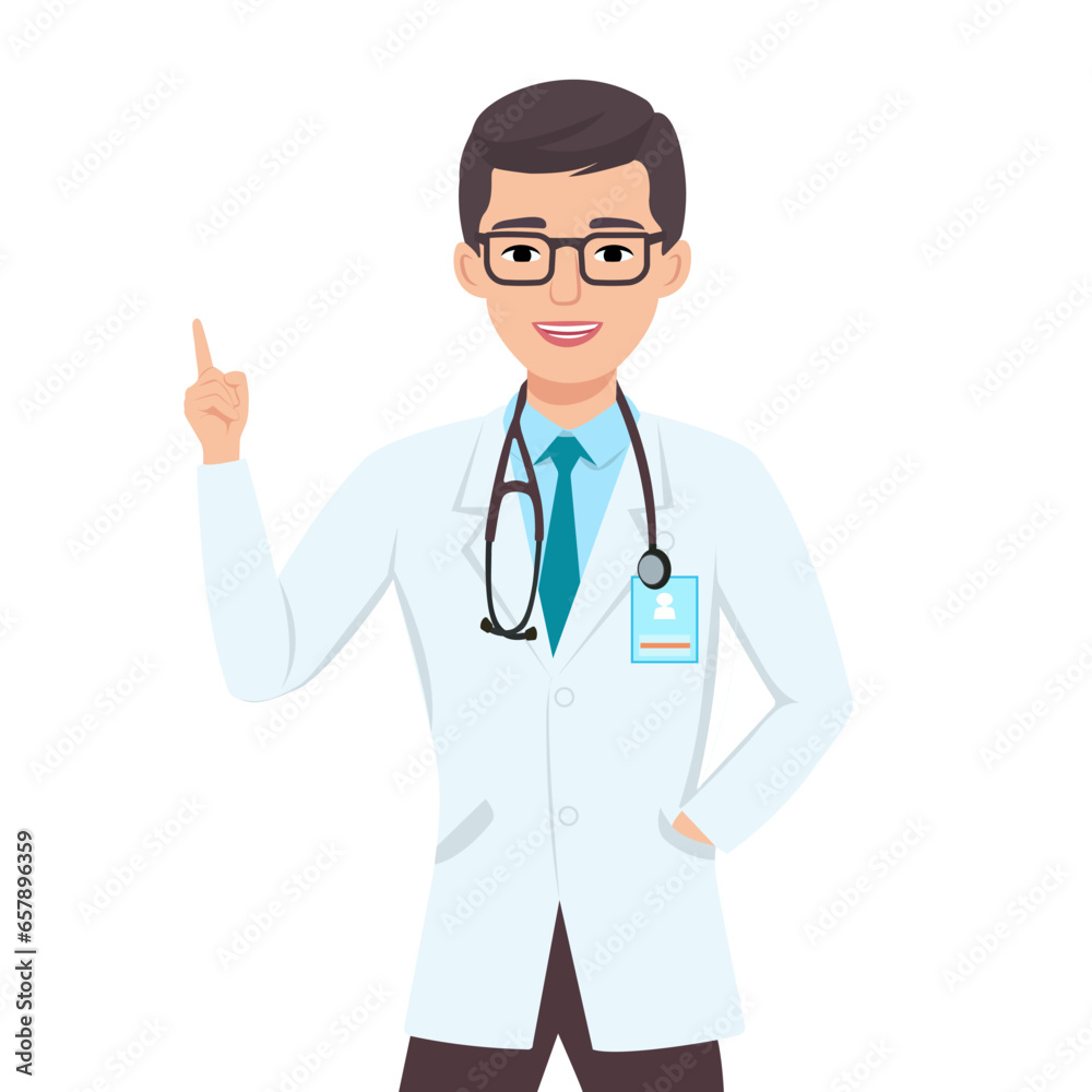 Doctor with stethoscope. Medical students or nurses. Vector illustration.
