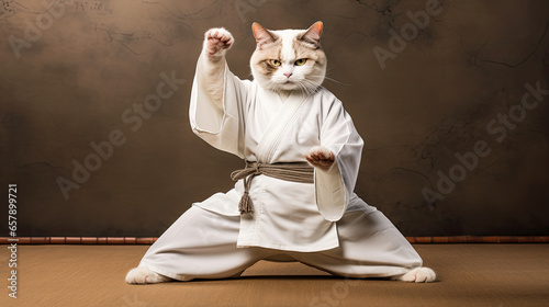 kung fu martial art cat karate animal feline - by generative ai