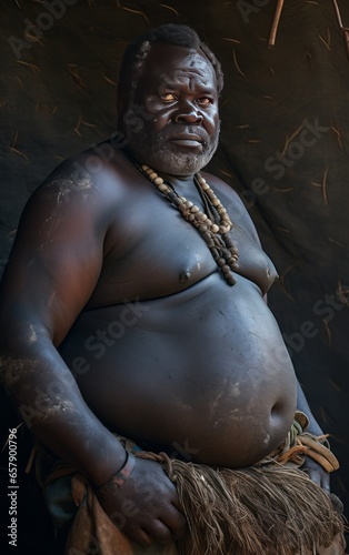 A man from one of the tribes of Ethiopia. A man's idea of beauty depends on the size of his belly