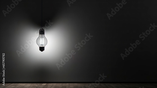 Empty wall in a room with a light bulb. Generation A