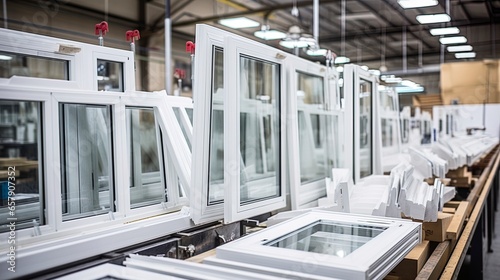 Production of plastic windows, glass. AI Generation