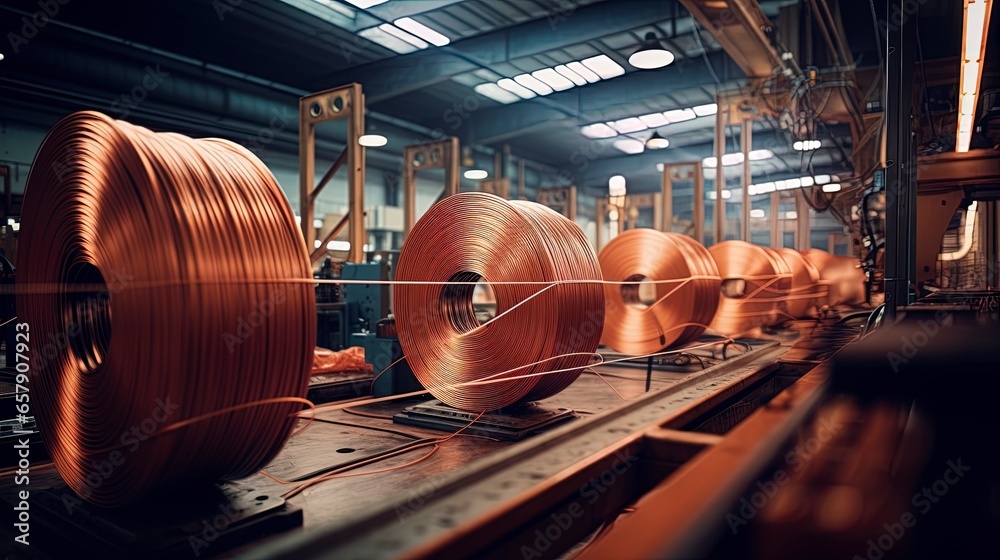 Production of copper wire. AI Generation Stock Photo | Adobe Stock