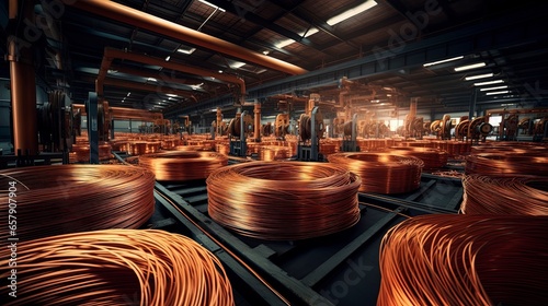 Production of copper wire. AI Generation