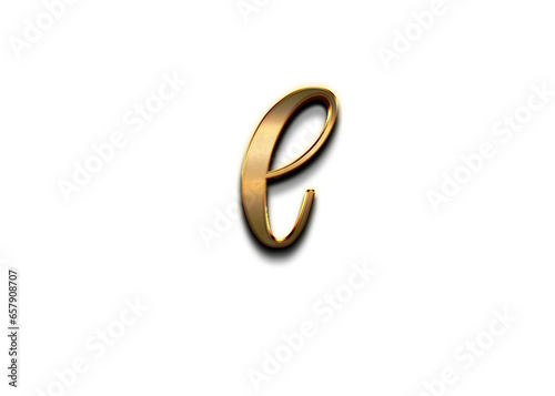 Gold 3D – letter L of the alphabet in lowercase on isolated white background.