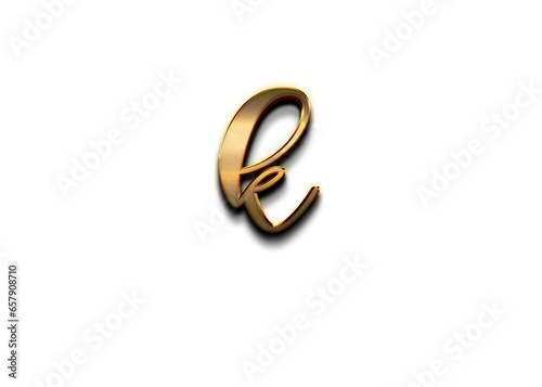 Gold 3D – letter K of the alphabet in lowercase on isolated white background.