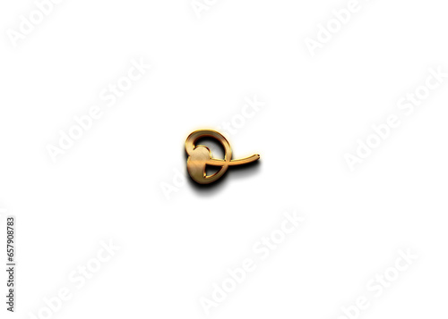 Gold 3D – letter O of the alphabet in lowercase on isolated white background.