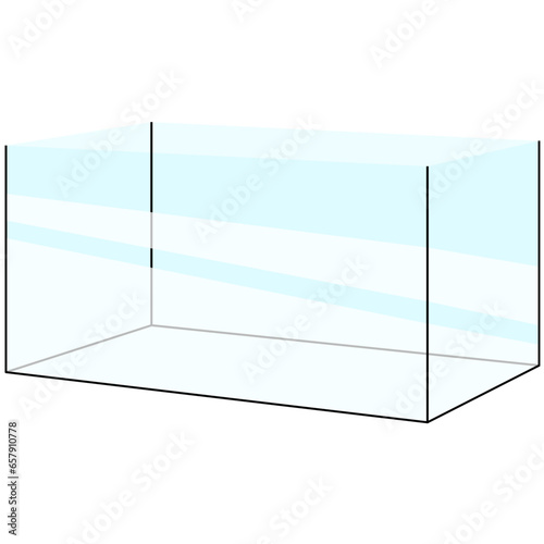 glass aquarium tank, transparent clear fishtank with black dresses and light reflection reflected in the glass graphic illustrations 