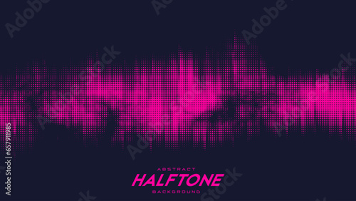 Abstract vector torn red halftone sound wave. Scrathed dotted texture element.