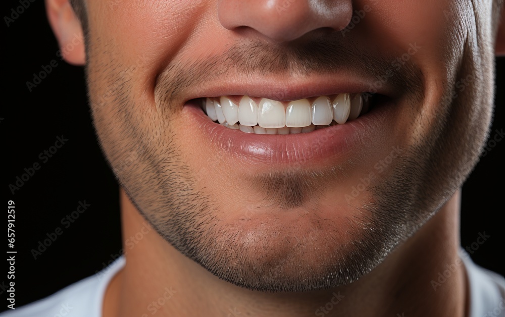 Close-up of a man's smile. For advertising of dental business