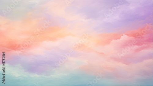 A painting of a colorful sky with clouds