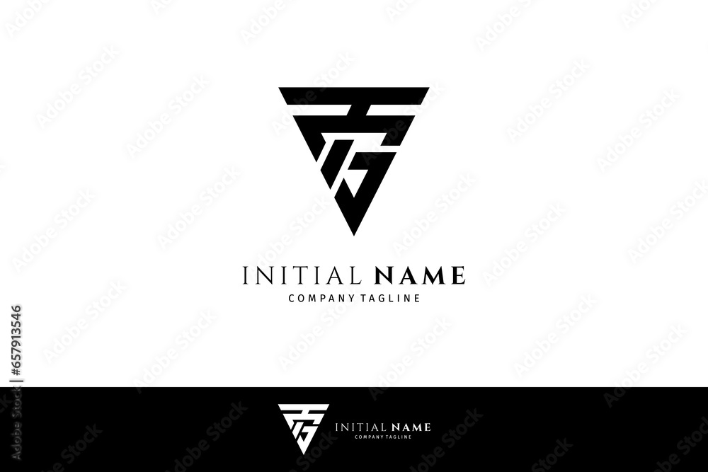 TS letter initial logo with triangle shape in flat monogram design style TS letter initial logo with triangle shape in flat monogram design style