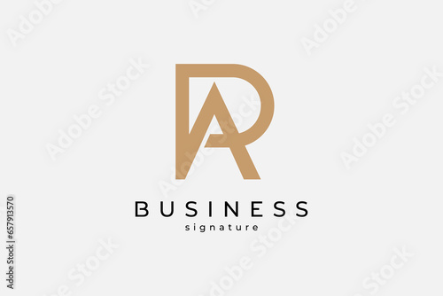 RA or AR initial letter logo with simple monogram design style
