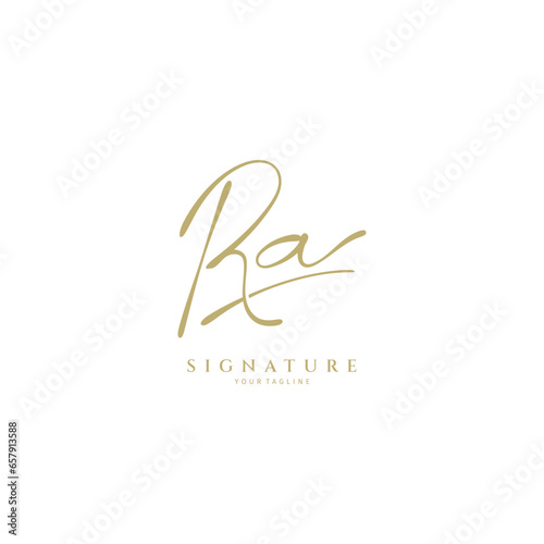 Ra handwritten logo template. Initial signature vector
