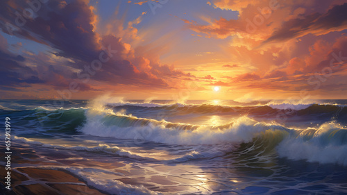 beautiful sunset in the sea.