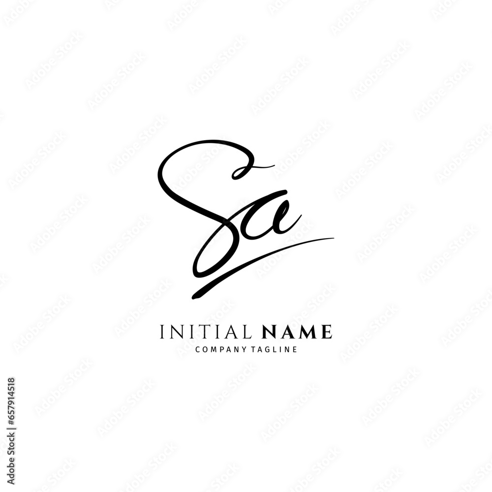 Obraz premium SA initial signature logo. Handwritten monogram vector
