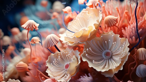 Delicate pink underwater flowers