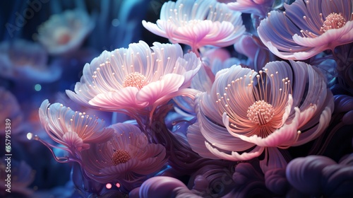 Delicate pink underwater flowers © Mike