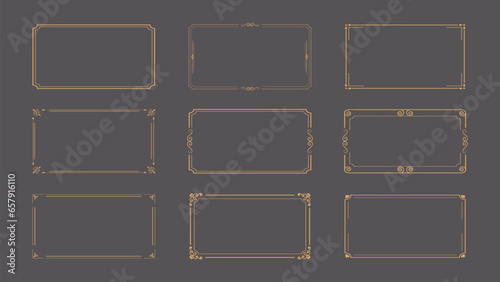 Vector frame set. Decorative golden frames isolated illustrations. Wedding design elements. Decorated borders