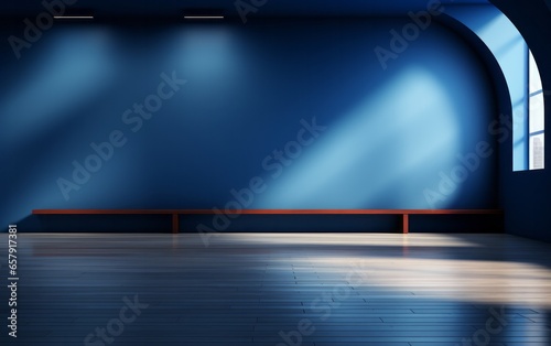 An abstract universal background for a presentation with a blue wall and beautiful highlights of light and shadow