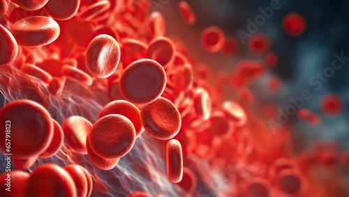 Blood cells. Blood erythrocytes. 3D visualization