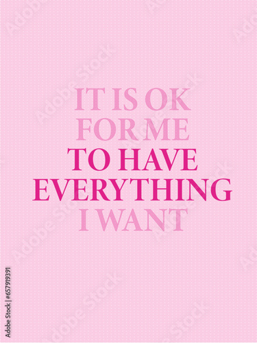 Affirmation pink barbie background vector. Banner design with text. Illustration for prints, wall art, cover, poster