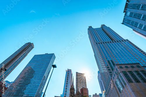 Chicago buildings in a sunny day. Architectural view of the city  urban scene.
