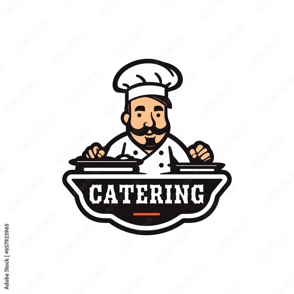 Catering vector logo design with chef character icon Catering vector logo design with chef character icon